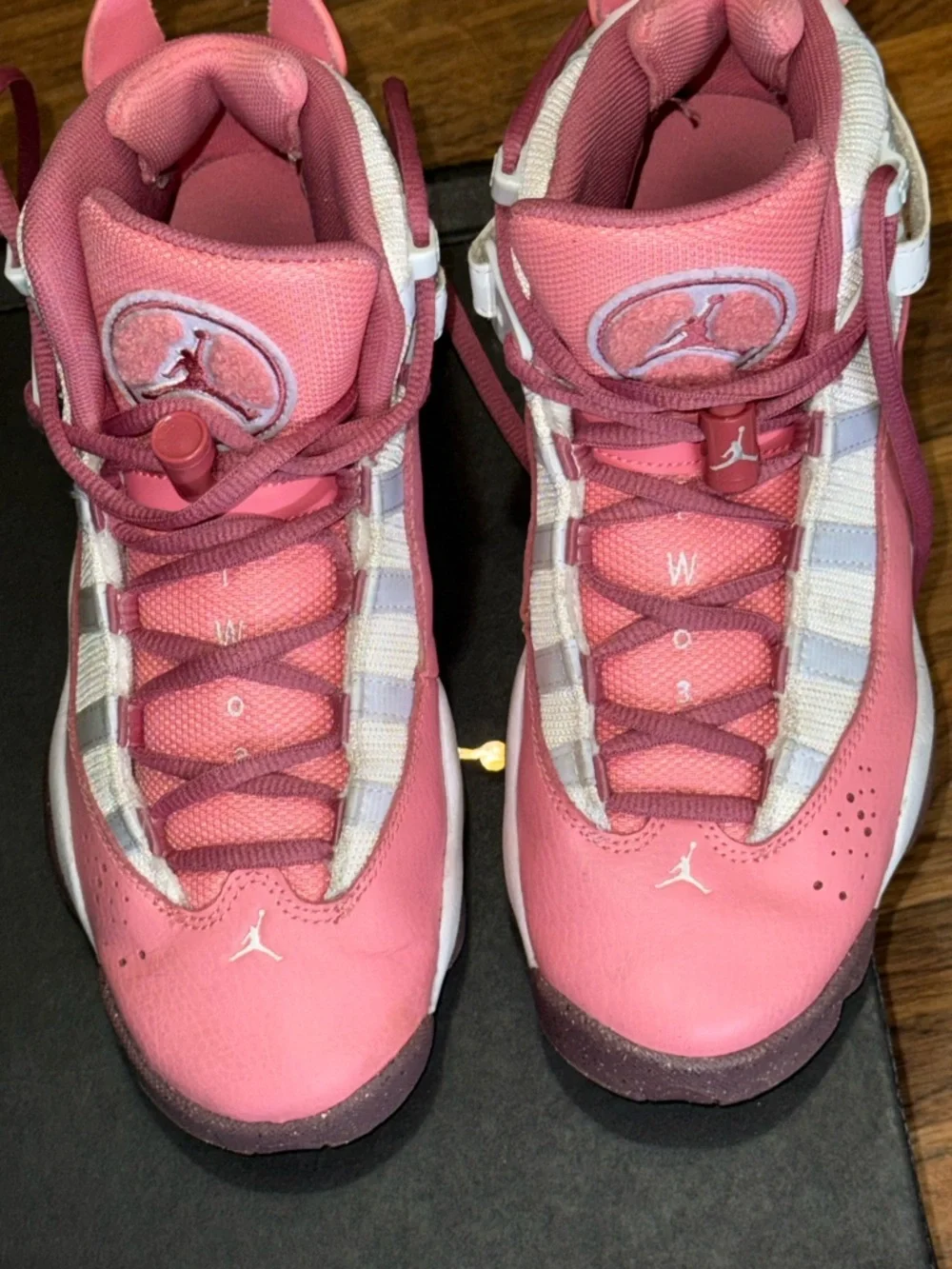 Nike Air Jordan 6 Rings GS Coral Chalk Desert Berry White Size 5Y Girls w/box - Picture 4 of 16